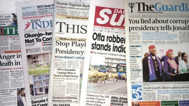 Nigerian Newspaper Covers, 26 November 2021